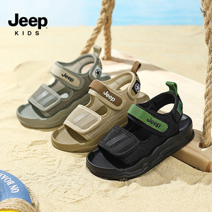 Jeep Children's Shoes Boys Sandals Hollow Breathable 2024 Summer New Children's Beach Shoes Girls' Casual Tracing Shoes