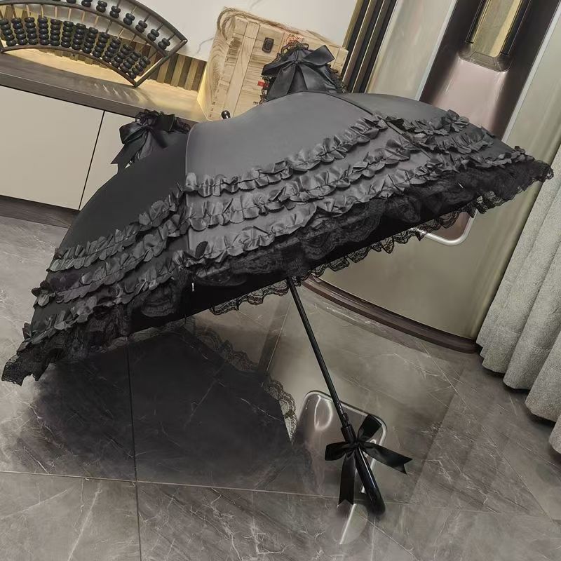 [Factory Direct Sale] New Lolita Umbrella with Lace Trim - Girly Princess Style Sun and Rain Umbrella