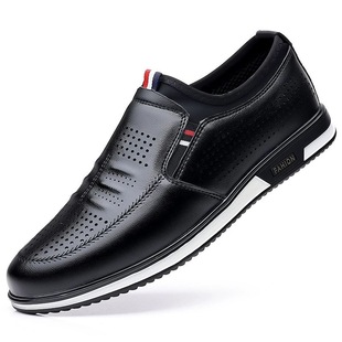 Inner Height Increasing Men's Shoes 2024 Autumn New Breathable All-match Casual Leather Shoes Men's Slip-in Casual Shoes for Hair