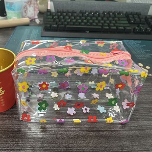 Korean Style Ins Portable Cosmetic Bag Transparent Waterproof Large Capacity Girl Cute Washing Bag Cosmetic Bag for Travel