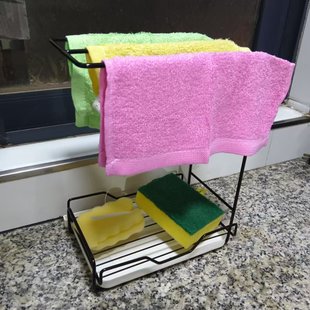 Dish Rack Kitchen Storage Rack Household Countertop Wall Hanging Storage Artifact Dish Cloth Rack Sink Towel Storage Rack