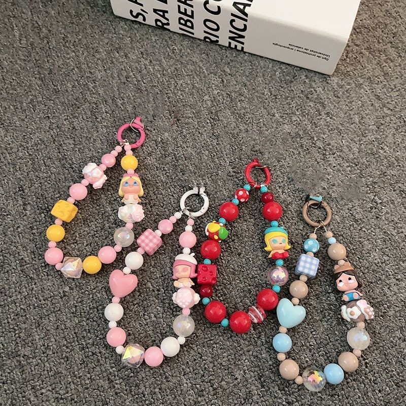 Anti-Lost Ins Versatile Cheese Candy Color Cartoon Beaded Mobile Phone Hanging Chain Key DIY Bracelet Ccd Camera Hanging Chain