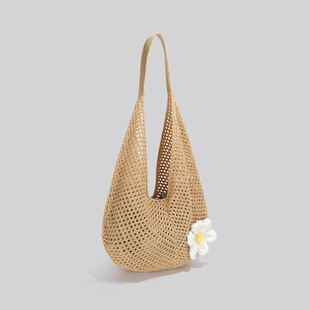 Woven Bag 2025 Spring and Summer New Fashion Large Capacity Tote Bag Shoulder Underarm Women's Bag Holiday Beach Bag