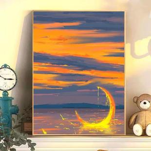 Factory direct DIY digital oil painting cure sunset stall wholesale night market hand-painted landscape acrylic painting
