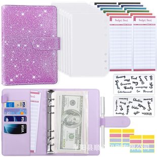 in stock cross-border A6 binder zipper bag Macaron notebook leather PU loose-leaf book cash budget hand book