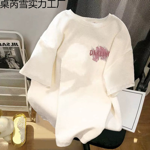 American Style Retro Short-sleeved T-shirt Women's Summer Ins Trendy Brand Design Sense Niche Loose plus size Letter Printed T-shirt