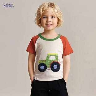 Little maven summer new children's top European and American cartoon boys T-shirt cross-border boys short sleeve wholesale