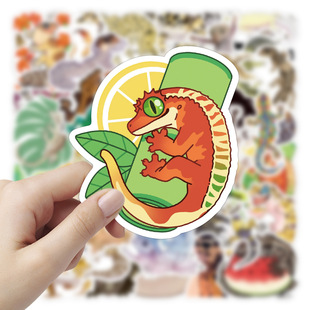 50 pieces non-repeated crawling small animal gecko graffiti stickers personalized scooter helmet refrigerator mobile phone stickers