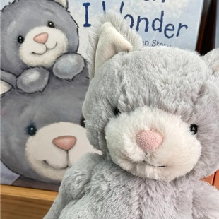 Shy Little Gray Cat Doll Kitty Pacifying Children Doll Cute Cartoon Plush Toy Rag Doll Gift Doll