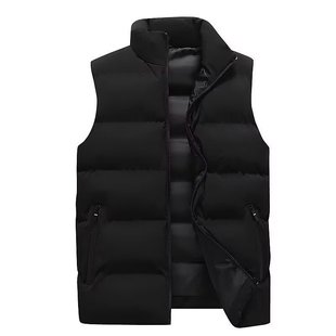 Winter Men's Down Cotton Vest Plus Size Vertical Collar Solid Color Warm Vest Youth Casual Outer Wearing Vest Top