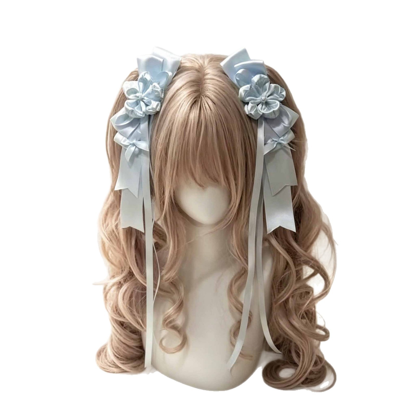 Original Handmade Lolita Hair Accessory with a Confession Theme under the Cherry Blossom Tree, Featuring a Ribbon and Double Ponytail Clips