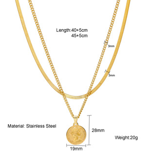 European and American Cross-border Retro Double-layer Stacked Stainless Steel Love Necklace Women and Men Titanium Steel Cross Necklace Jewelry Men