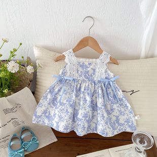Кружевное платье-жилет для девочек 0-5 лет, летнее супер милое платье для маленьких девочек, детское милое платье принцессы, модное AQ045