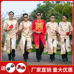 Best Man's Clothing Chinese Brothers Dress Group Dress Wedding Clothing Men's Cheongsam Xiuhe Groom Long Gown Clothes Autumn and Winter