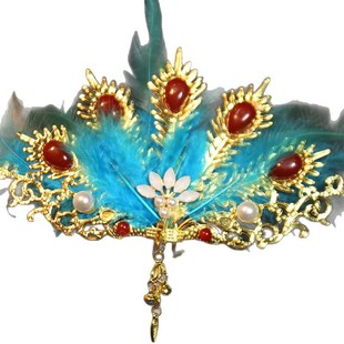Original Phoenix Crown, Ancient Style Fairy Tassel Feather Hair Crown, Hair Accessories, Same Style Headwear as the Daughter Country King, Chang'E Fairy