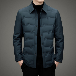 New vertical collar down jacket men's high fashion men's winter fleece-lined thickened young and middle-aged warm cold-resistant men's clothing