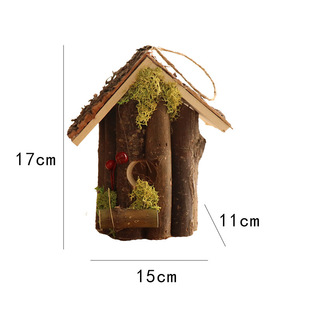 ✅ Natural Forest Bird House, Grass and Wood, Handmade Small Wooden Bird House, Bird's Nest, Bird's Nest, Groceries, Garden Courtyard Decoration