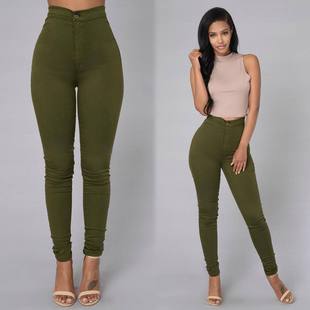 Womens clothing трансграничная осень и зима внешняя торговля женская одежда большой размер сшитые маленькие брюки женские с высокой талией и тонкими