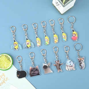 Little Red Book Explosions happy Cat Banana Cat Collection Keychain Hanging Acrylic Funny Internet Celebrant Cat Expression Bag