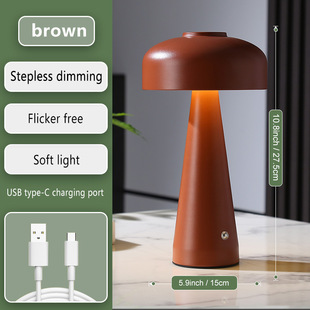 Cross-border new mushroom rechargeable desk lamp bedroom bedside lamp restaurant portable atmosphere lamp nightlight factory direct sales