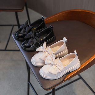Children's Leather Shoes 2021 Autumn Korean Style Girl's Princess Single-layer Shoes with Bow Tie