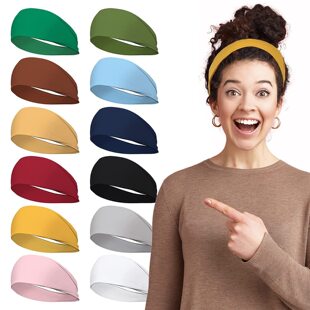 European and American Solid Color Sports Yoga Hair Band Sweat Absorbing Band for Men and Women Running Fitness Headband High Elastic Pure Cotton Hood Headband