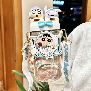 Crayon Shinchan Creative Water Cup 2025 новый женский высокий цвет летом милый студент детская соломка двойной напиток чашки