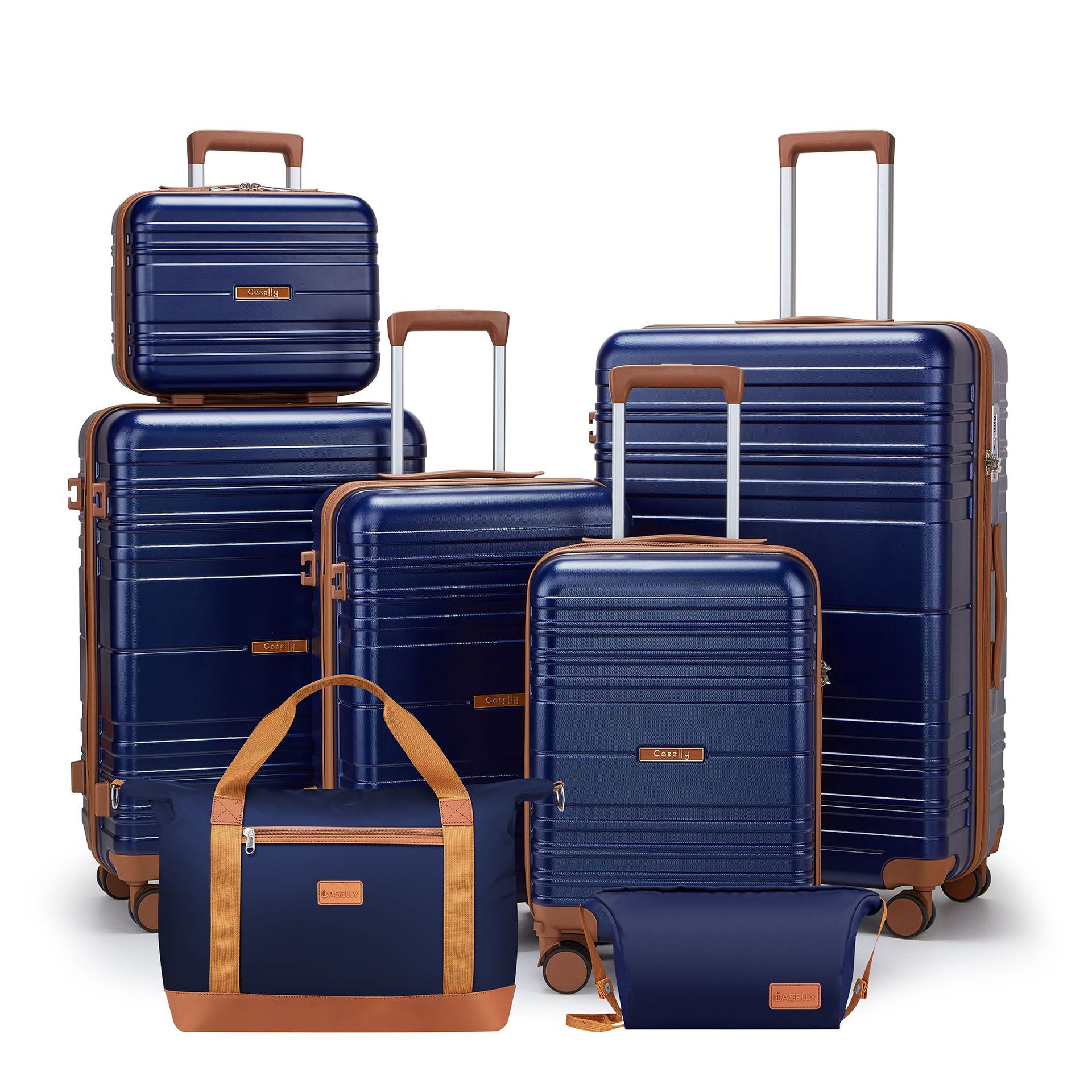 Cross-Border New Customizable Logo Trolley Suitcase Set Abs Aluminum Trolley Fashionable Large Capacity Silent Suitcase