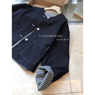 Beautiful, double-sided wear!!! Foreign trade original order ~ small style fashion plaid loose thin two-wear coat women