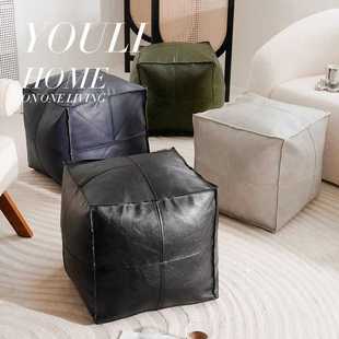 Internet Celebrity Leather Dun Dun Dun Used Clothes Storage Stool DIY Self-Filling Creative ins Style Living Room Sitting Dun Two Shell