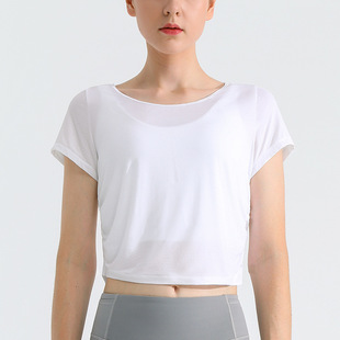 [Strict Selection] Yoga Short-sleeved Women's Summer T-shirt Sports Quick-drying Breathable Mesh Loose Running Fitness Top Blouse