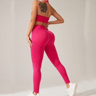 European and American Seamless High Waist Yoga Pants Naked Peach Hip Outdoor Fitness Pants Autumn and Winter Quick-drying Tight Sports Pants