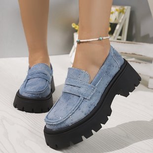 Foreign Trade plus size Platform Platform Platform Shoes Women's Spring and Autumn New Low-top Casual Comfortable Lazy Slip-on Loafers