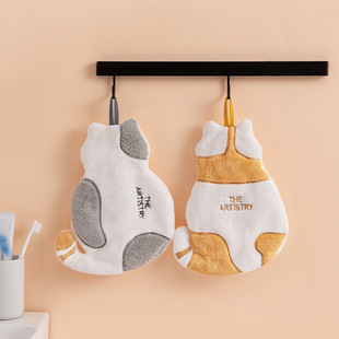 Hand towel creative cartoon padded coral fleece hand cloth kitchen bathroom Japanese simple quick-drying towel wholesale