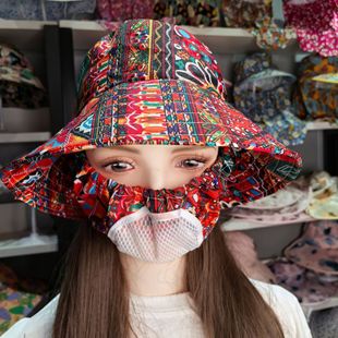 New Hat Tea Picking Hat Mask Integrated Sun Protection Summer Agricultural Work Shawl Sun Hat Riding Outdoor Protection