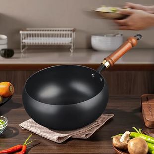 [Прямые продажи на фабрике] Большой живот железный горшок домашний вок ручной ковки утолщенный без покрытия горшок антипригарный горшок