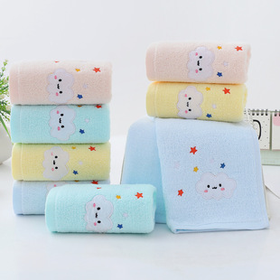 All cotton 32-strand embroidered children's towel factory wholesale baby home daily absorbent face towel