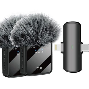 Cross-Border Popular Wireless Lavalier Microphone Intelligent Noise Reduction Reverberation F15 One-To-Two Mobile Phone Live Broadcast Microphone New