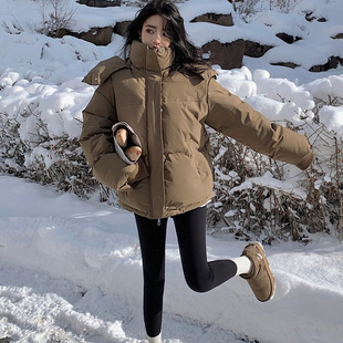 Q120# [Official picture] Gray love hooded down cotton-padded jacket male and female student couple wear autumn and winter cotton-padded jacket outside