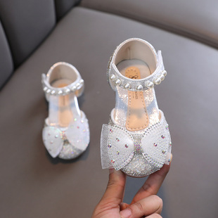 Кожа из микроволокна в Корейском стиле Princess для девочек, летние Нескользящие дышащие сандалии на мягкой подошве в западном стиле, 2022 г., в наличии для девочек