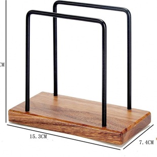 Household Wrought Iron Tissue Holders Desktop Wooden Storage Paper Towel Base Vertical Restaurant Napkin Holders Simple Storage Rack