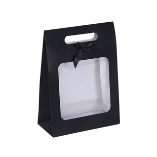 Color clamshell portable packaging box bow decoration transparent window gift box holiday companion handbag wholesale