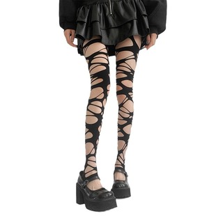 Irregular Fishnet Stockings Gothic Punk Le Meat Spice Girls Subculture JK Black Rough Pantyhose Bottoming Pantyhose
