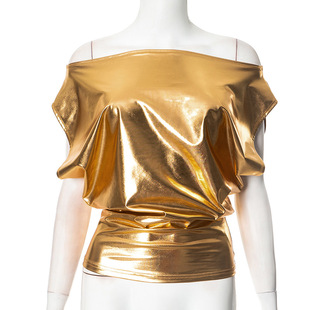 Q25TP029 European and American Style Vest Summer New Women's Top Sexy Laser Reflective Sling Small Vest