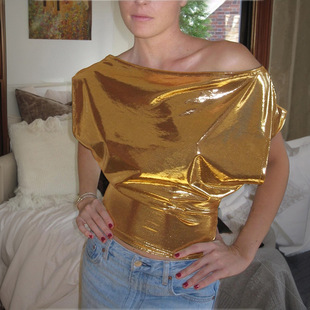 Q25TP029 European and American Style Vest Summer New Women's Top Sexy Laser Reflective Sling Small Vest