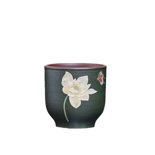 Yixing Raw Ore Zisha Master Cup Creative Boutique High-end Mud Painting Master Cup Butterfly Love Flower Zisha Cup Kung Fu Tea Set