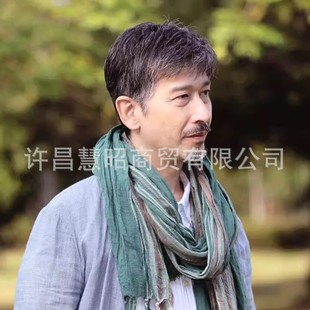 Middle-aged and elderly wigs with gray real hair flat short hair whole top hair sets with gray wigs with inch head men's wigs
