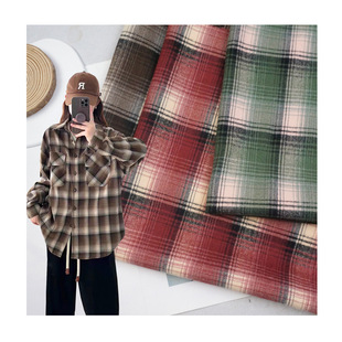 in stock autumn sanding yarn-dyed plaid TR twill stretch shirt plaid fabric trousers fashion fabric wholesale