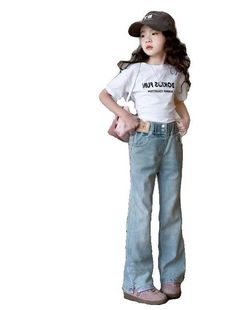 Girls' Jeans 2025 New Children's Spring and Autumn Pants Western Style Fashionable Baby Girls' Spring Straight Leg Pants
