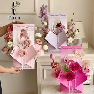 Tammi Xinpai waterproof Kraft paper handbag flower packing box flower arrangement box floral flower shop packaging materials